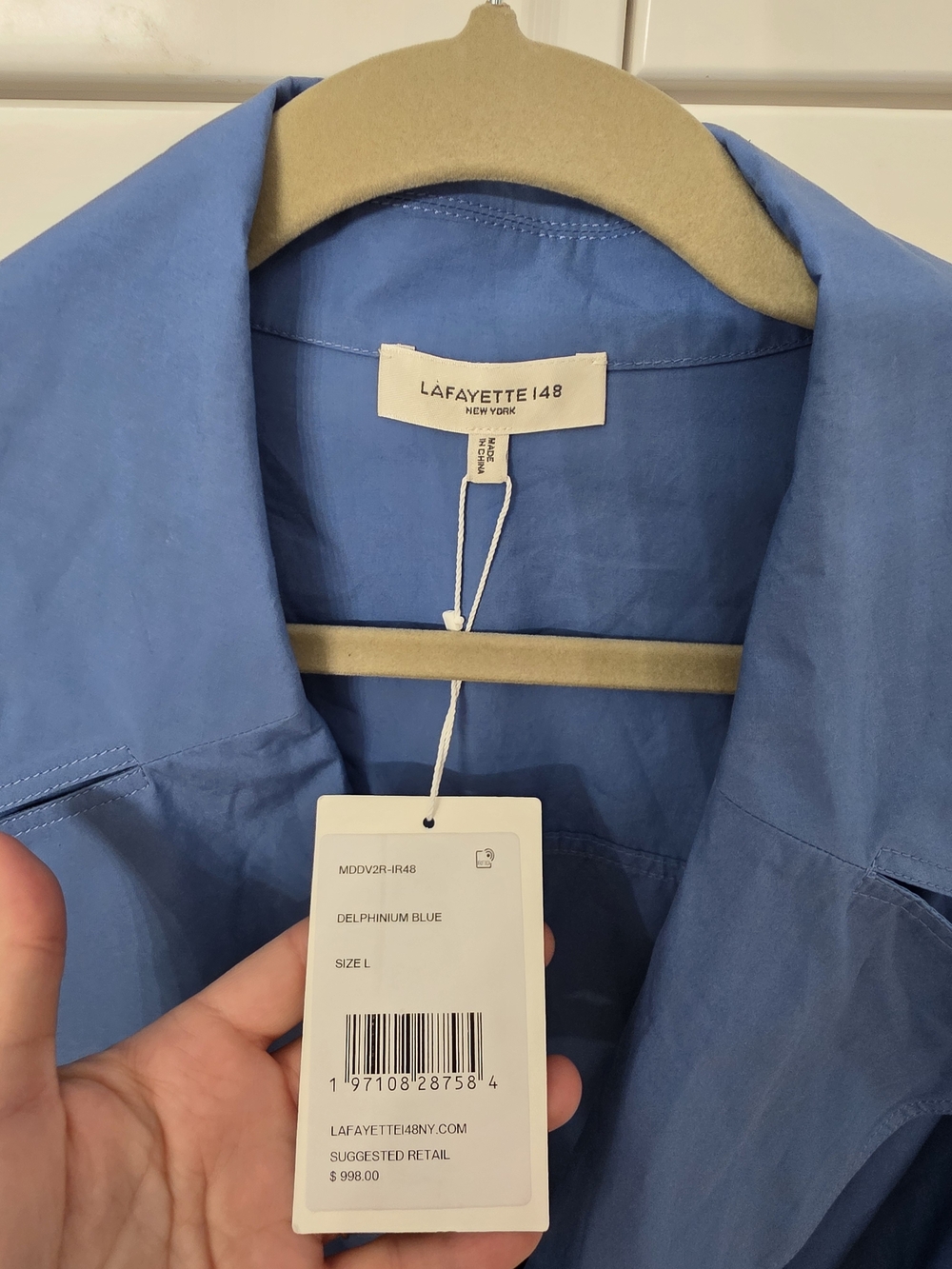 Lafayette 148 New York Sky-Blue Wrap Midi Dress with Tie Waist - Picture 4 of 7